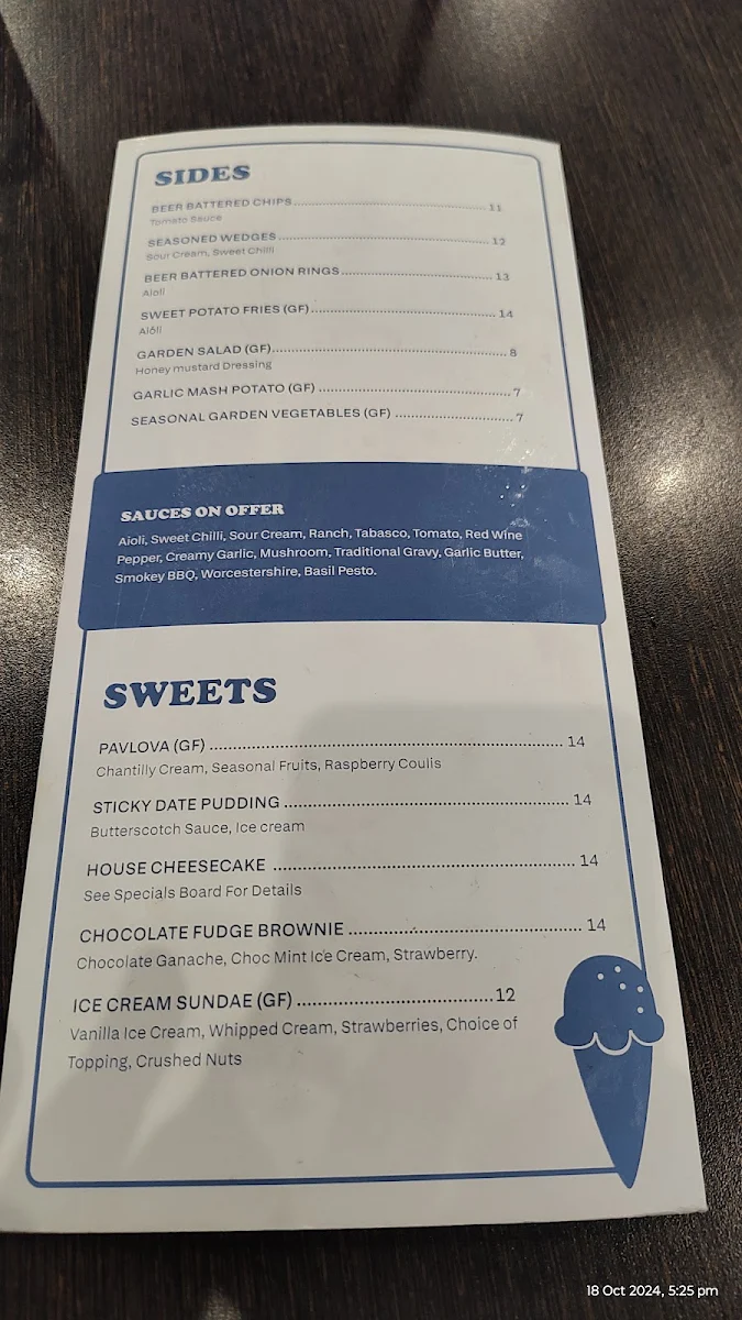 Menu, The Kwinana Local Bar and Bistro