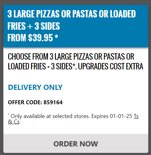 Menu, Domino's Pizza Tweed Heads