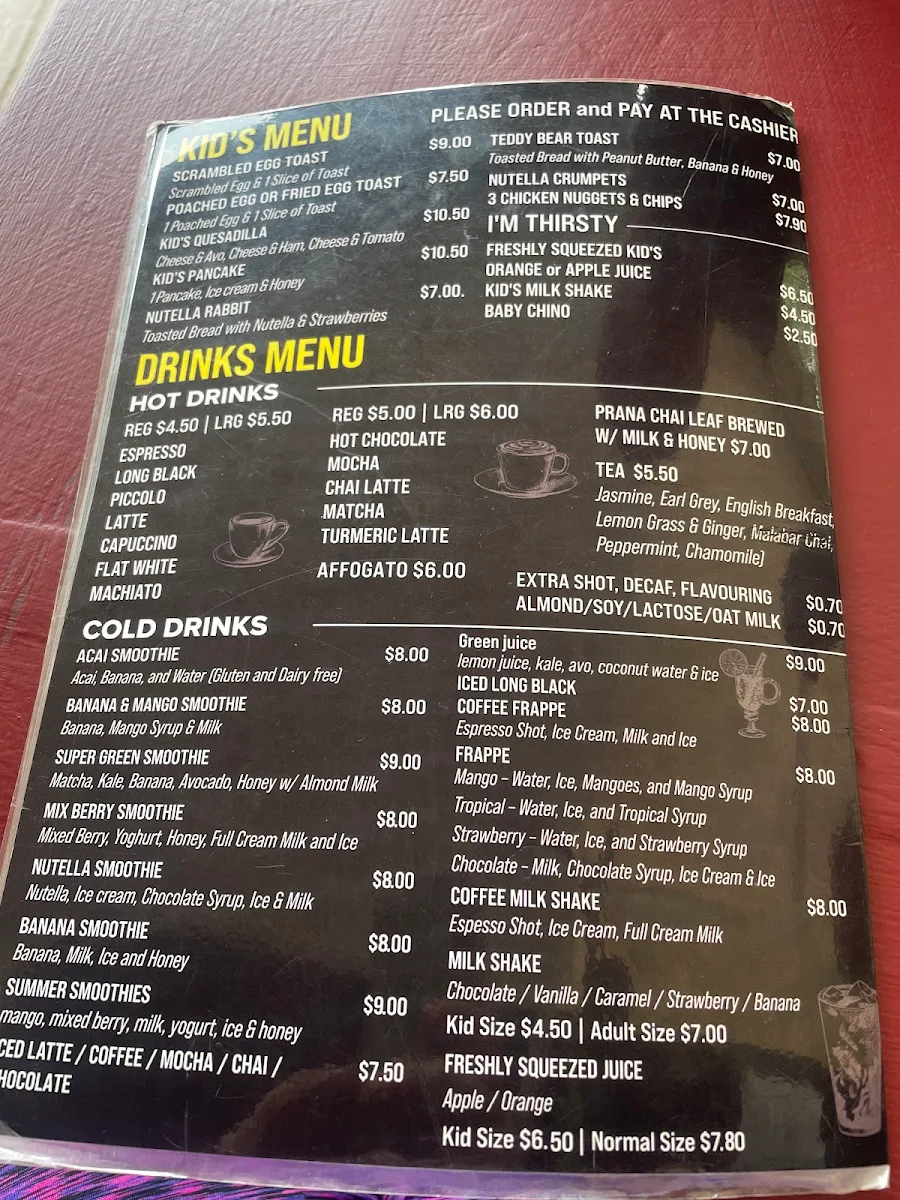 Menu, Vertical Espresso