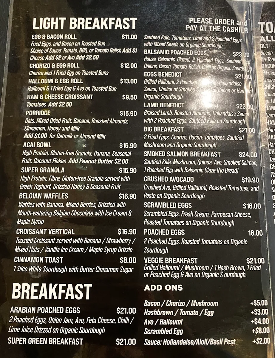Menu, Vertical Espresso