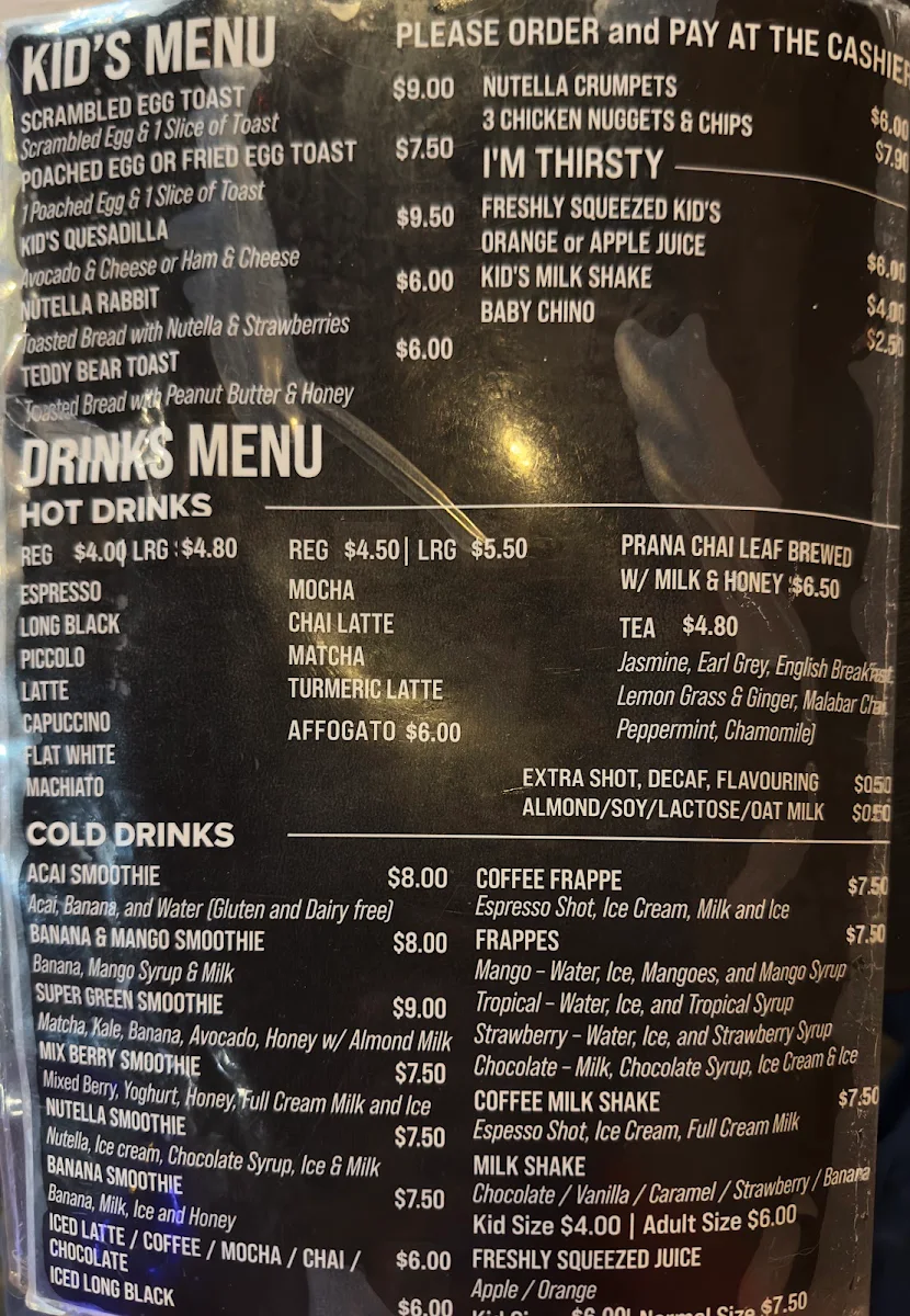 Menu, Vertical Espresso