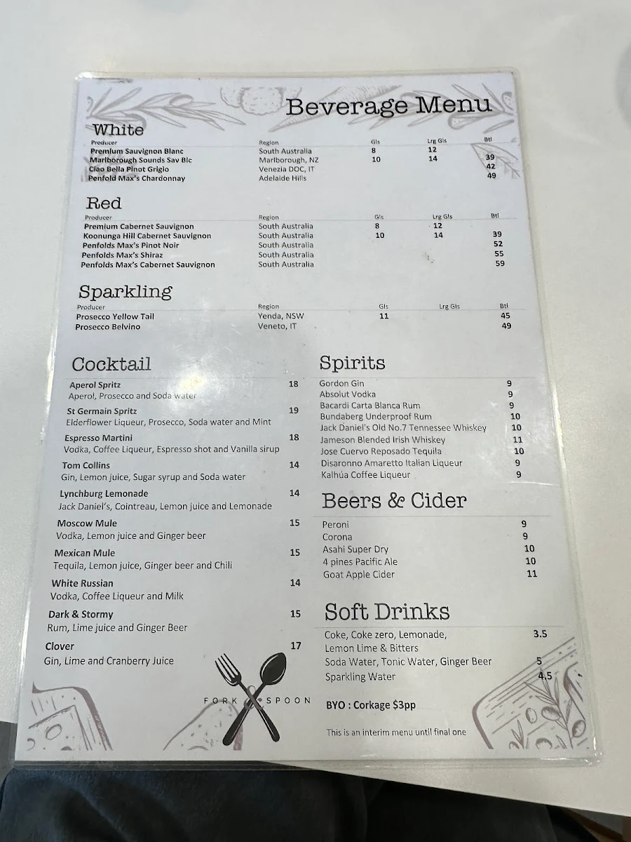 Menu, Fork & Spoon
