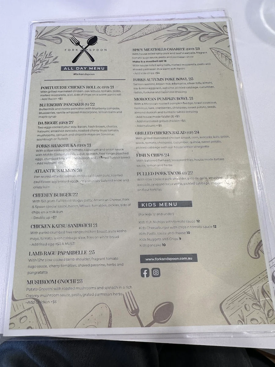 Menu, Fork & Spoon