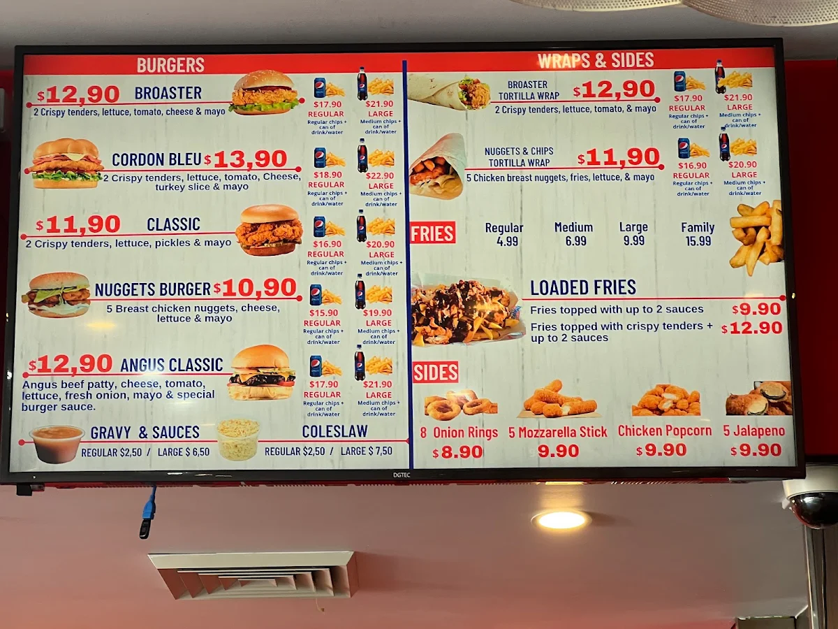 Menu, Broaster Chicken Olympic Park/Antonio's Chicken