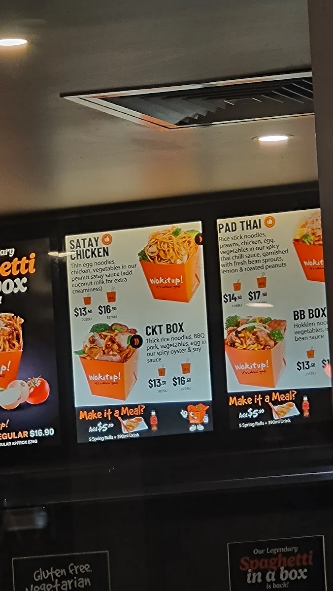 Menu, Wokitup! Braddon