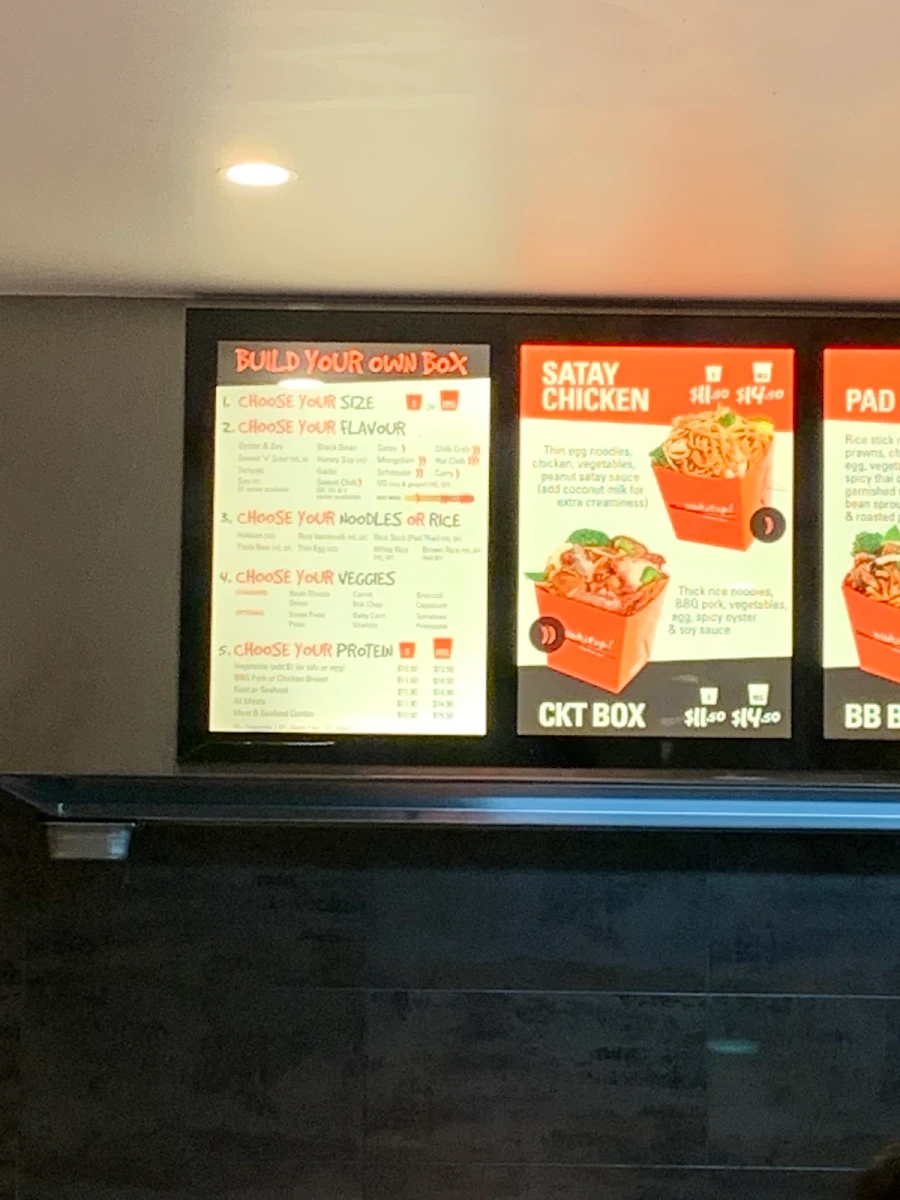 Menu, Wokitup! Braddon