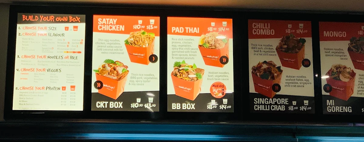 Menu, Wokitup! Braddon