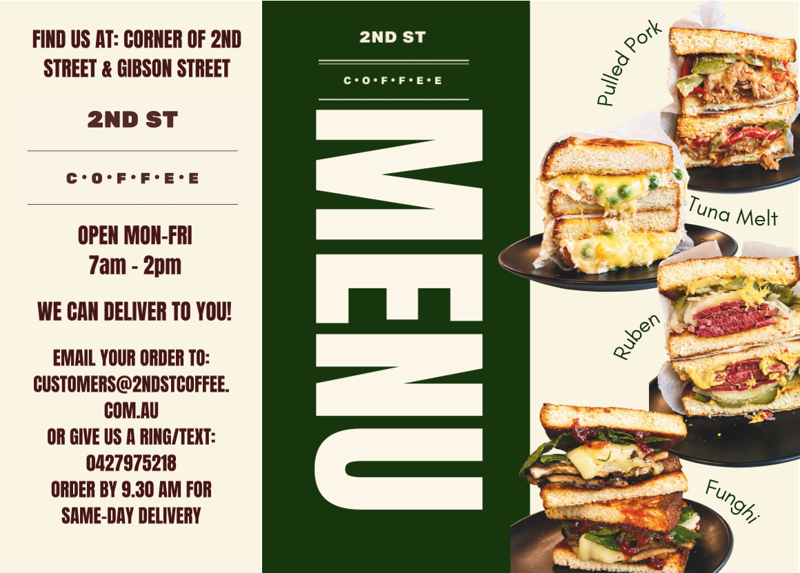 Menu, 2nd Street Coffee