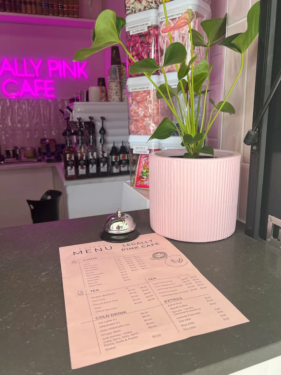 Menu, Legally Pink Cafe