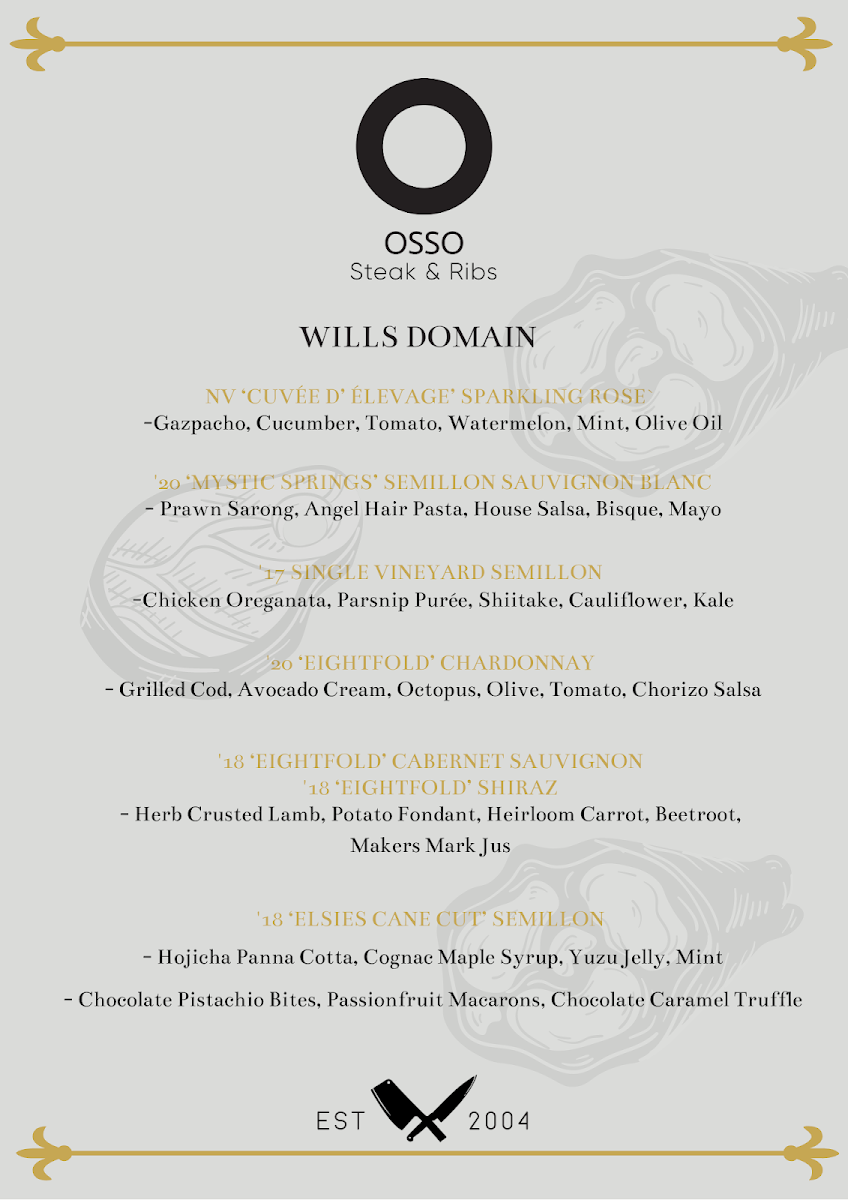 Menu, Osso Penrith