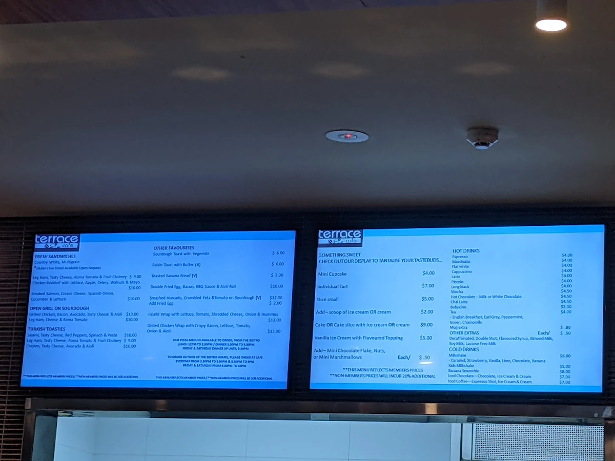 Menu, Terrace Cafe