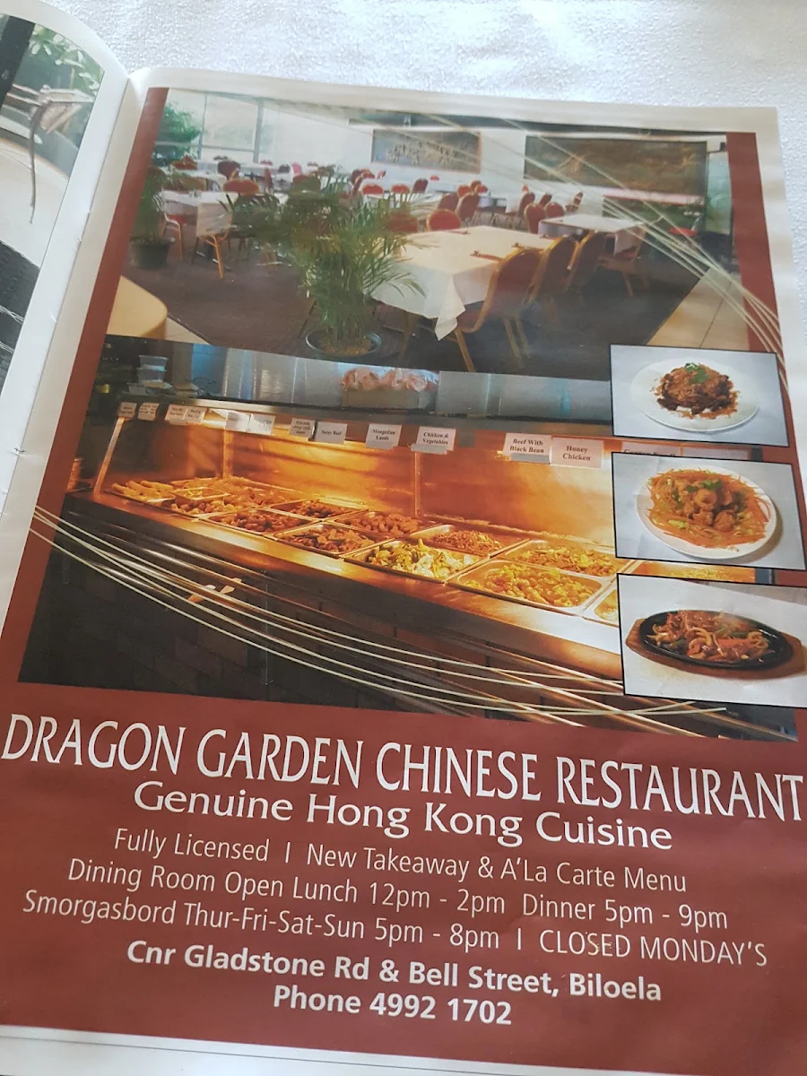 Menu, Dragon Garden Chinese Restaurant