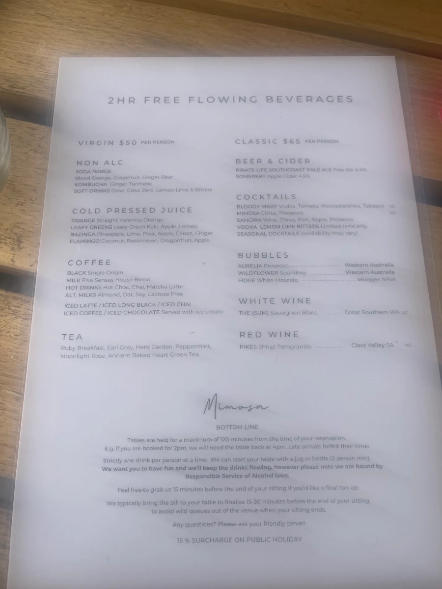Menu, Mimosa