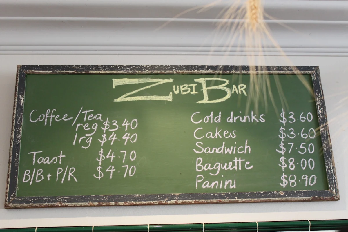 Menu, Zubi Bar