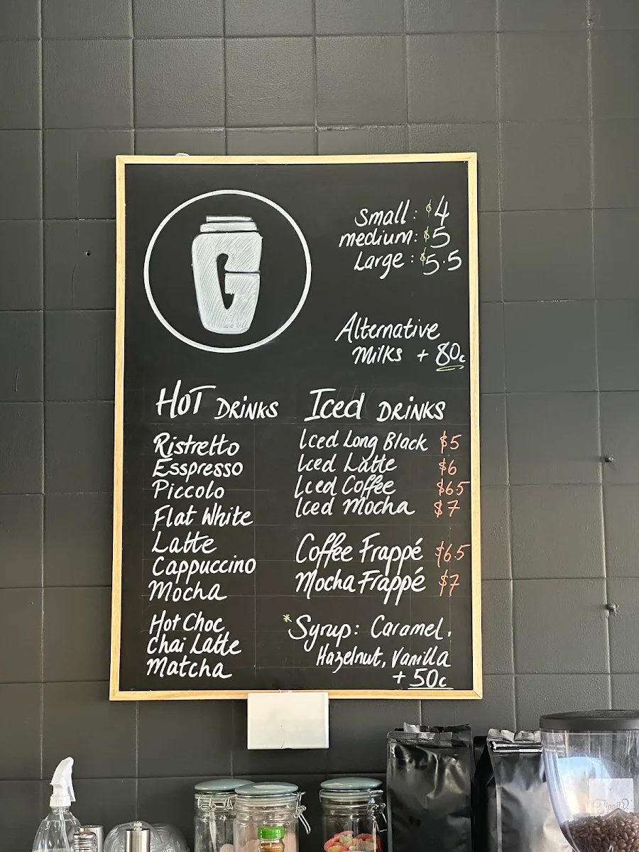 Menu, Georgio's Coffee