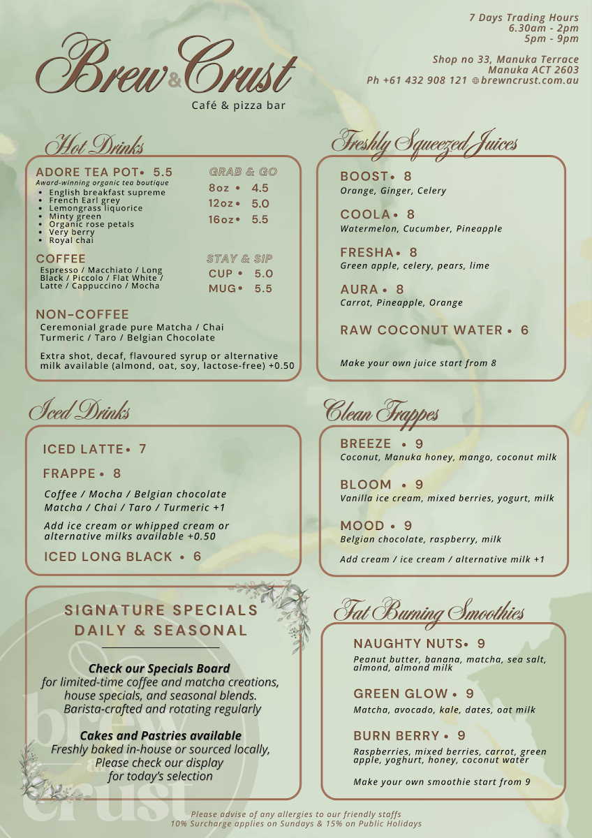 Menu, Brew & Crust