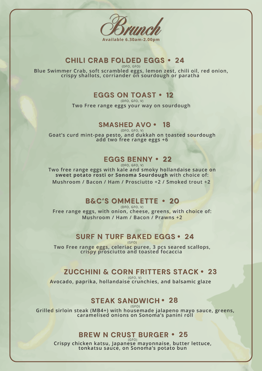 Menu, Brew & Crust