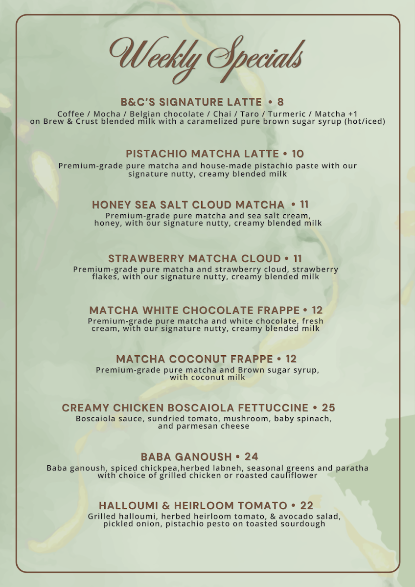Menu, Brew & Crust