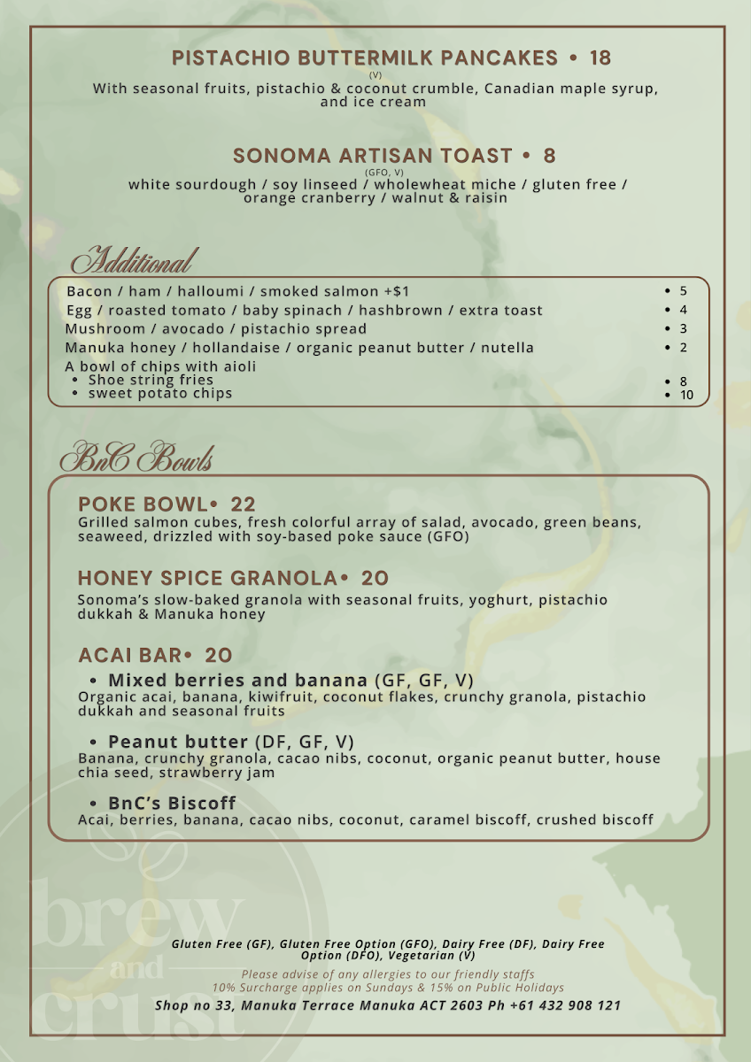 Menu, Brew & Crust
