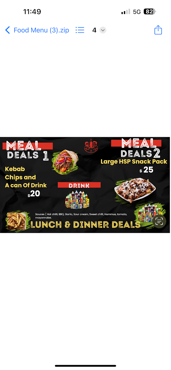Menu, Jabz Kebabz