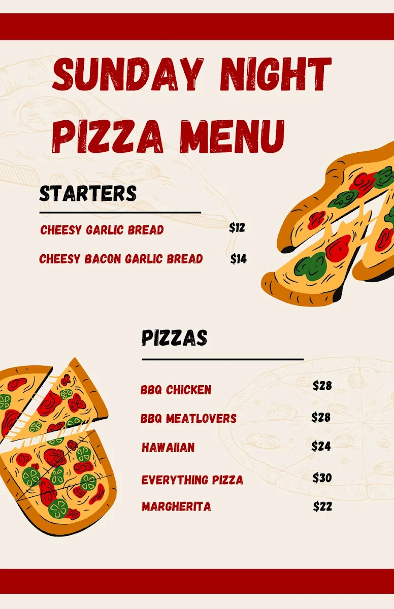 Menu, Emmaville Club Hotel