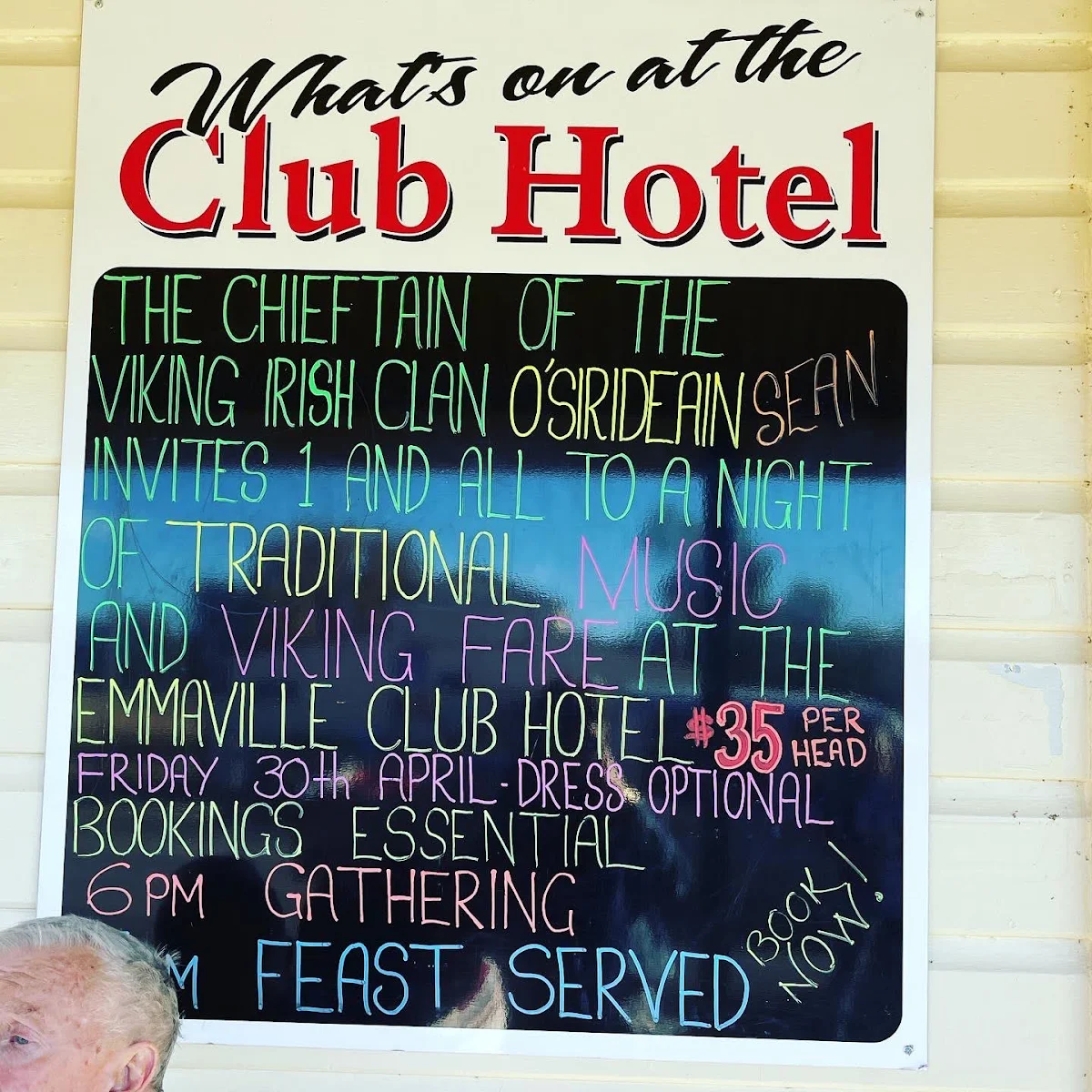 Menu, Emmaville Club Hotel