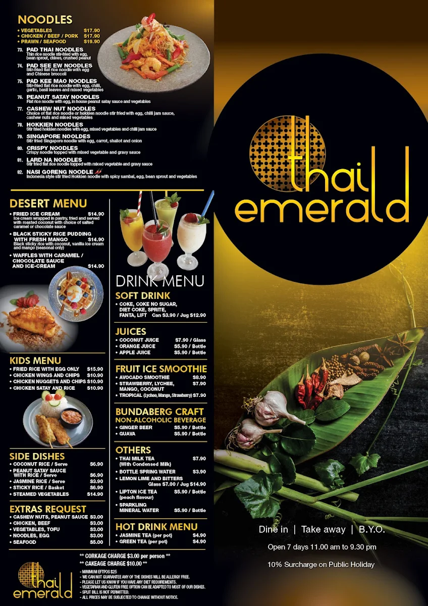 Menu, Thai Emerald