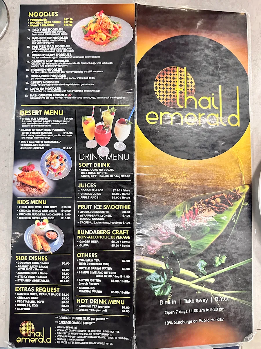 Menu, Thai Emerald
