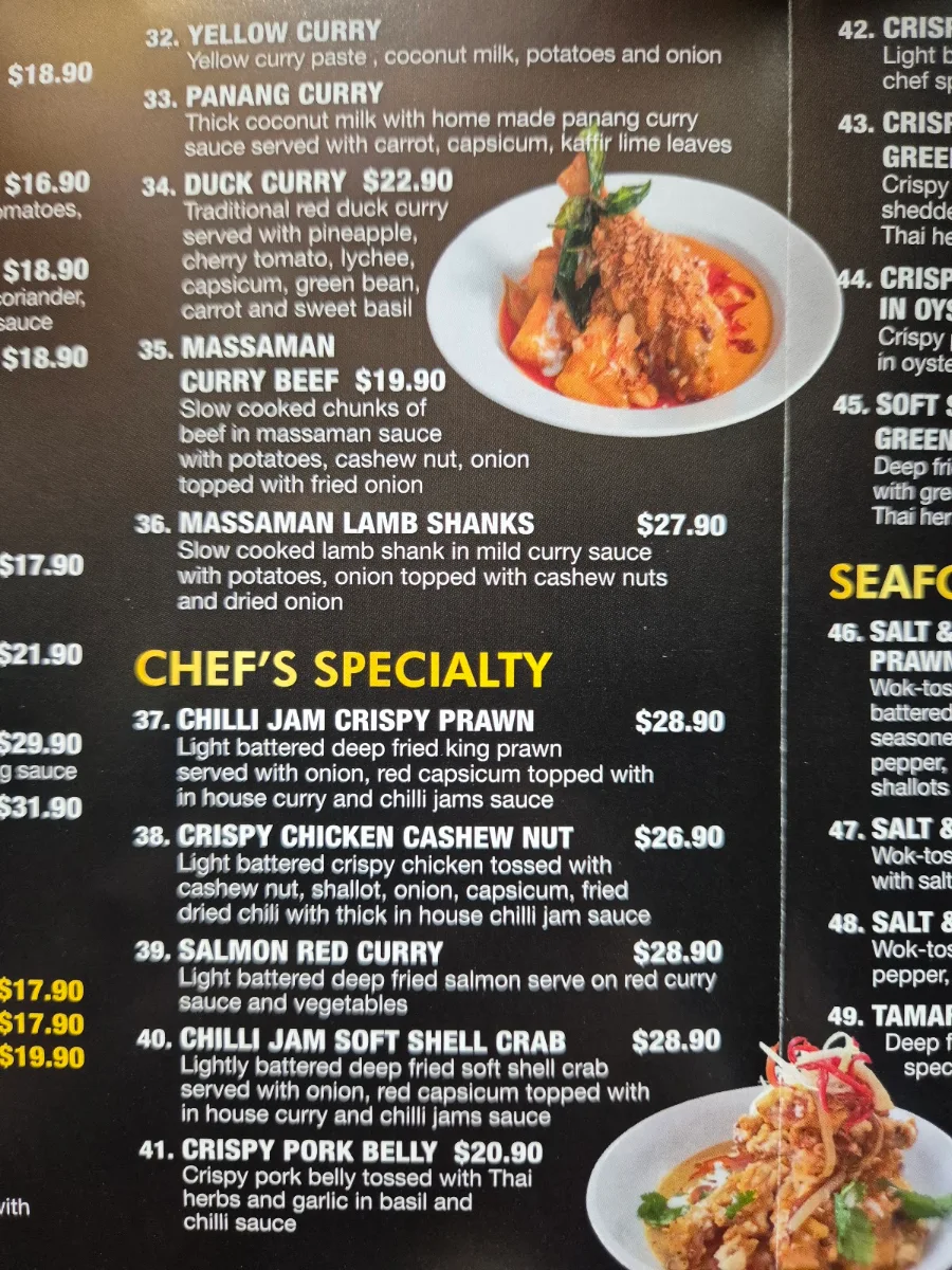 Menu, Thai Emerald