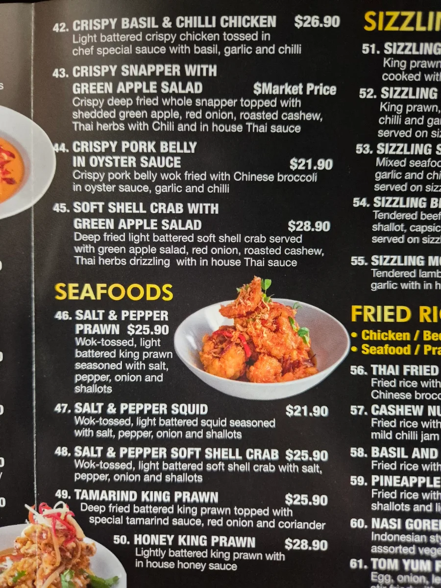 Menu, Thai Emerald