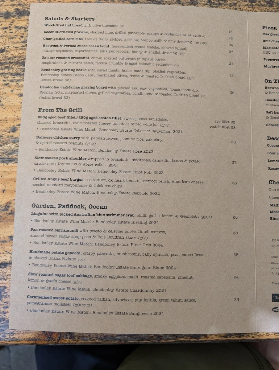 Menu, Berkelouw Book Barn