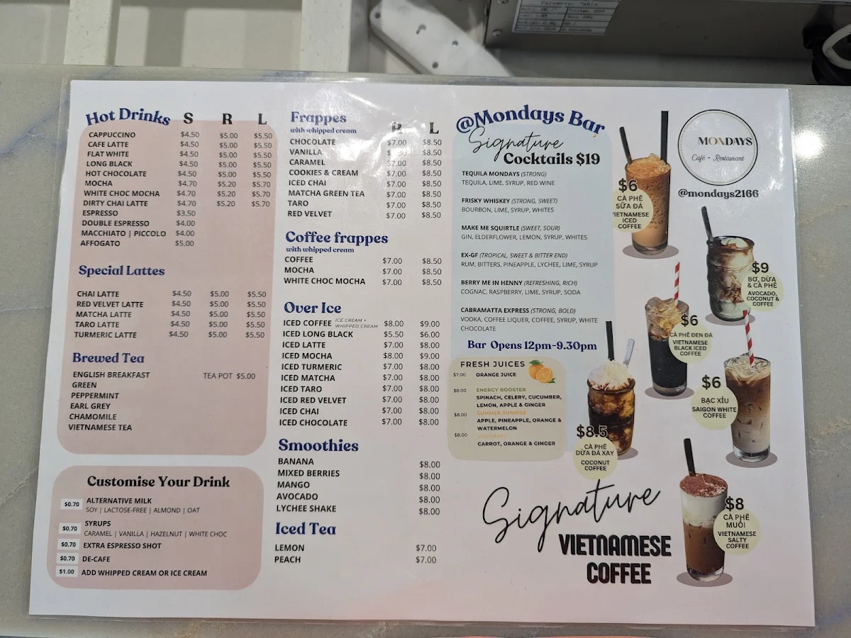 Menu, @Mondays