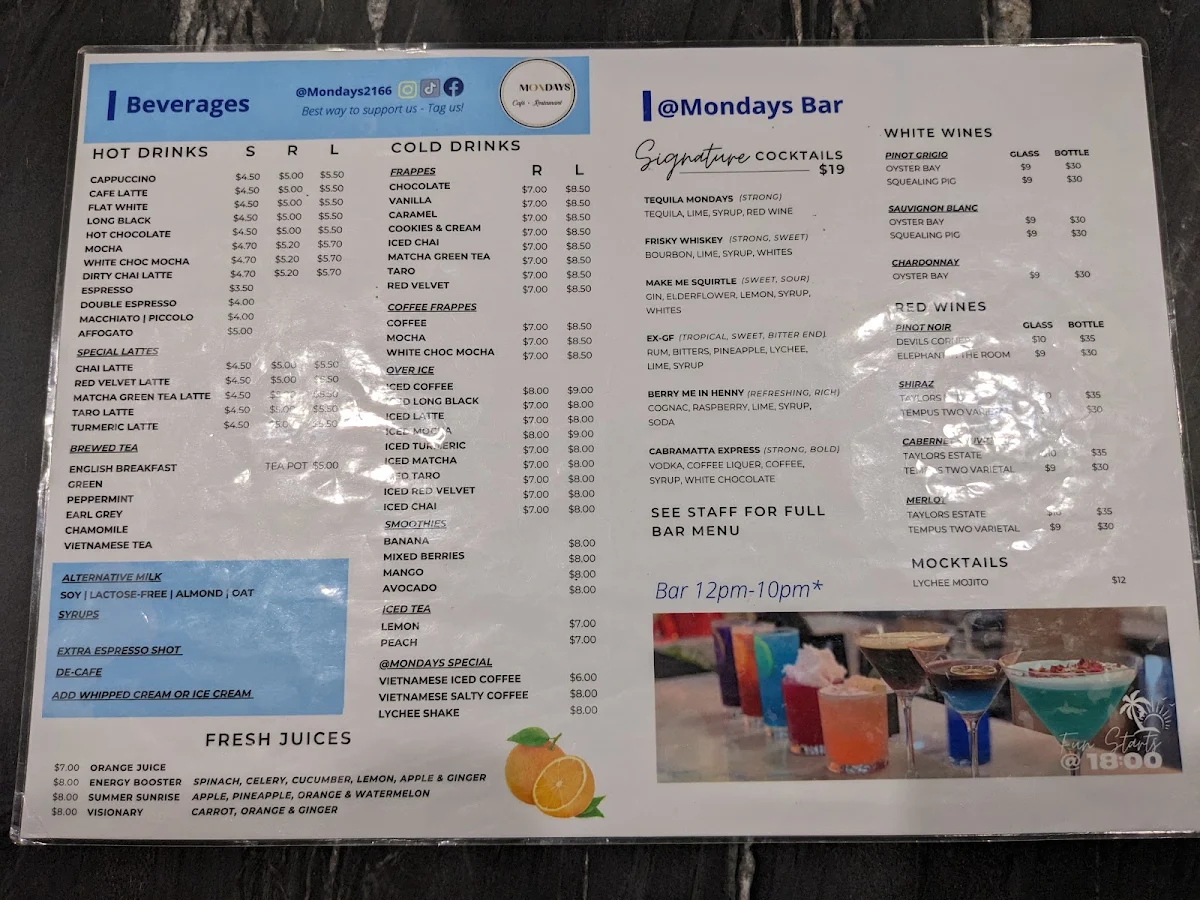 Menu, @Mondays