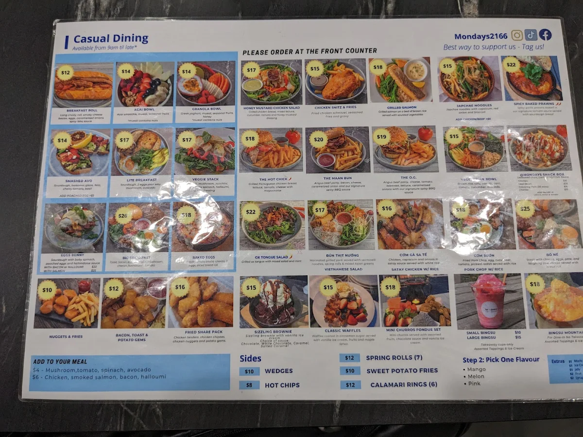 Menu, @Mondays