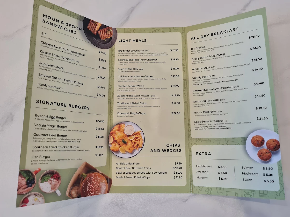 Menu, Moon & Spoon