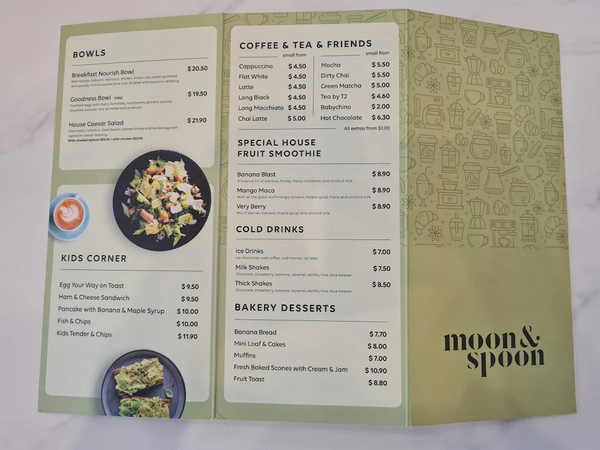 Menu, Moon & Spoon