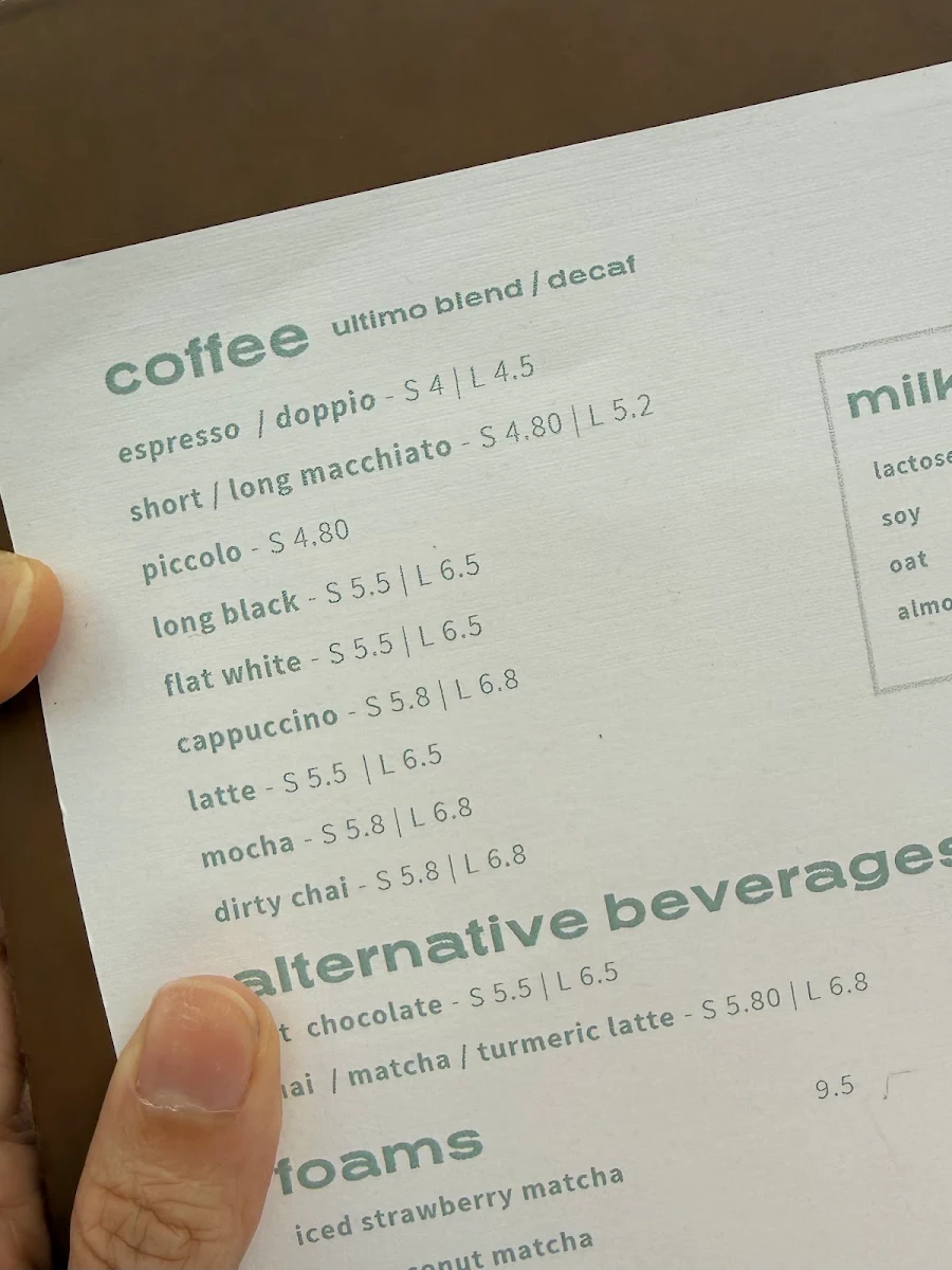Menu, Joey's