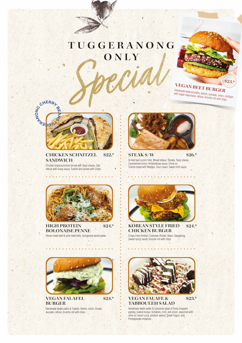 Menu, Caffe Cherry Beans