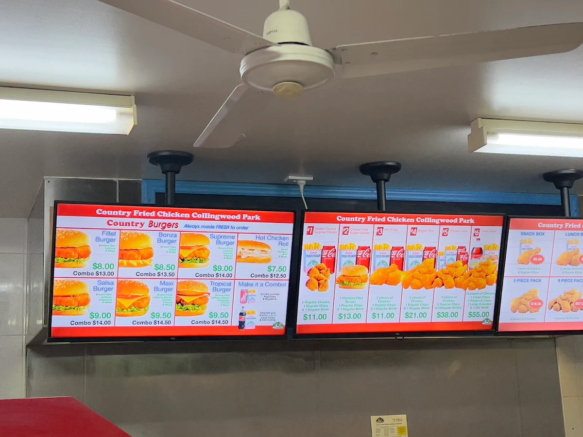 Menu, Collingwood park Country fried chicken
