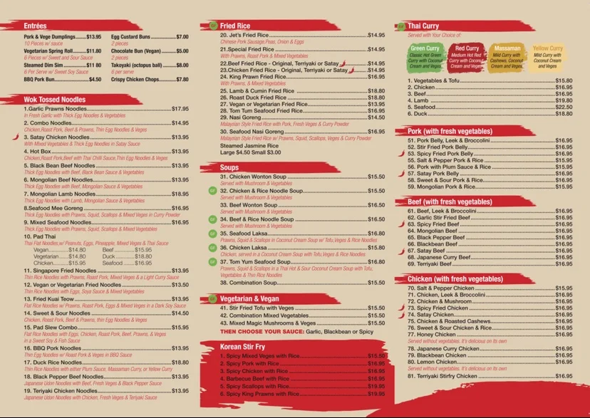 Menu, Kung Food