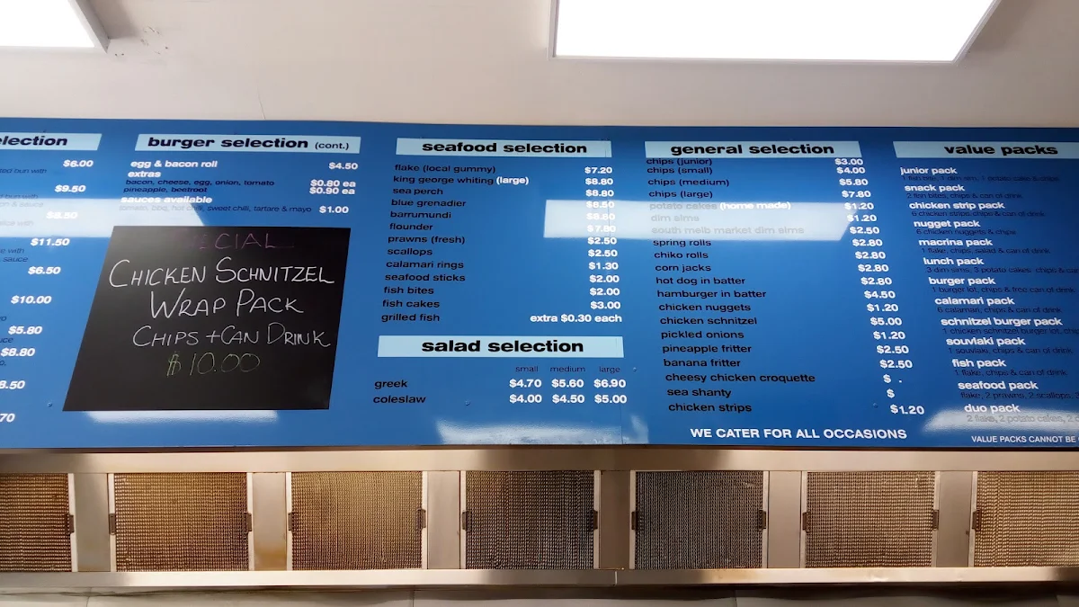 Menu, Macrina Fish Shop