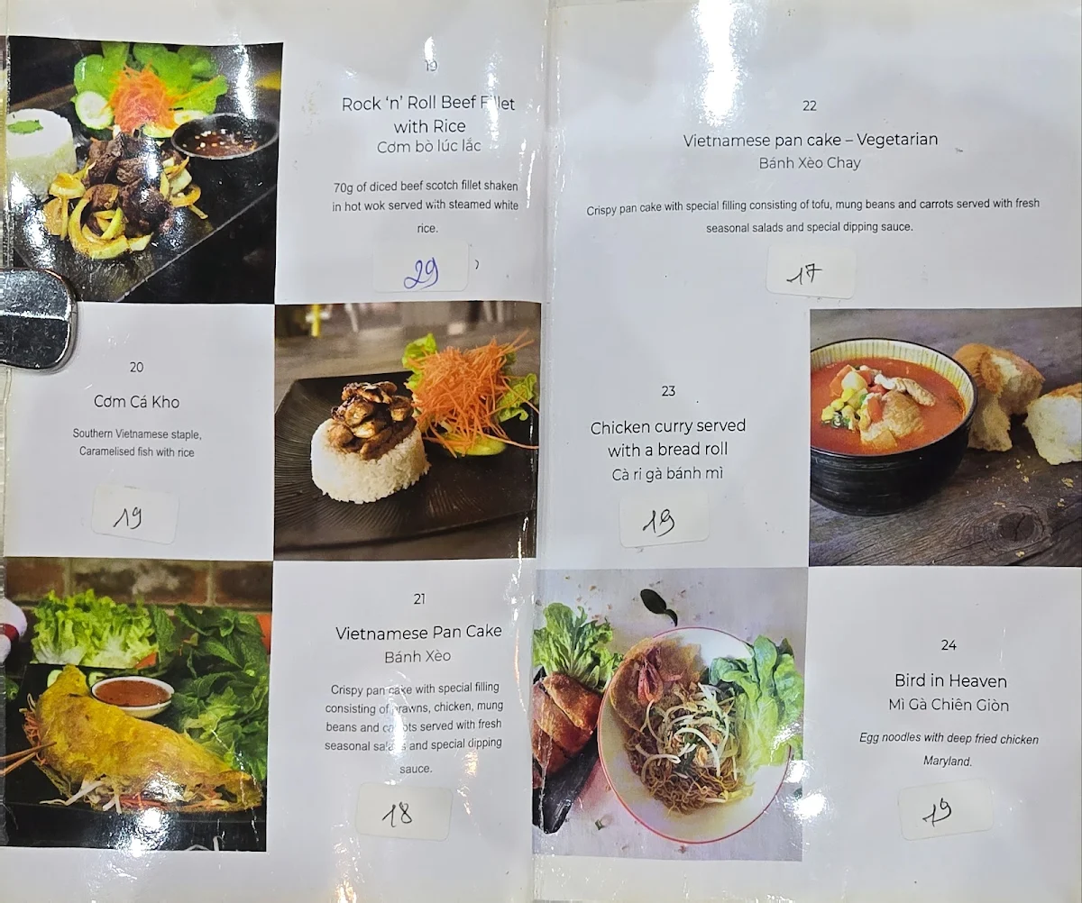 Menu, Me Pho Vietnamese Street Food