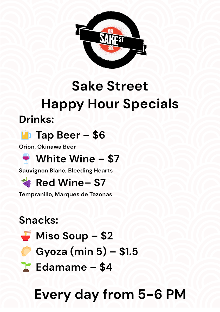 Menu, Sake Street