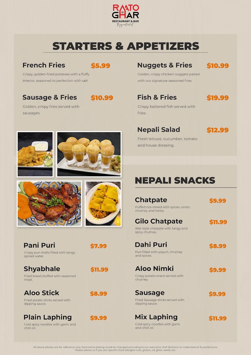 Menu, Raato Ghar