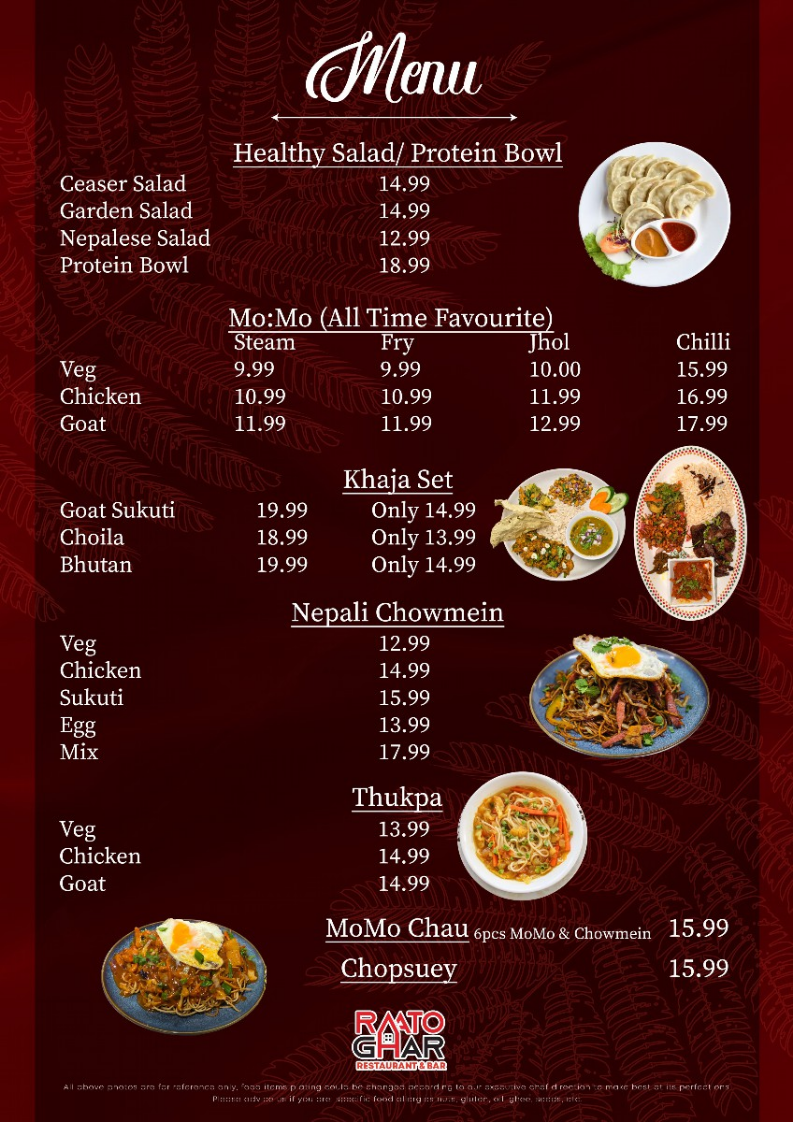 Menu, Raato Ghar