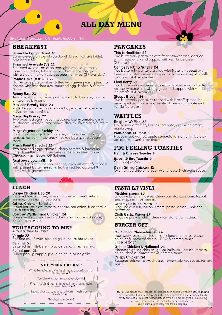 Menu, Fresh Point Cafe. Nightcliff