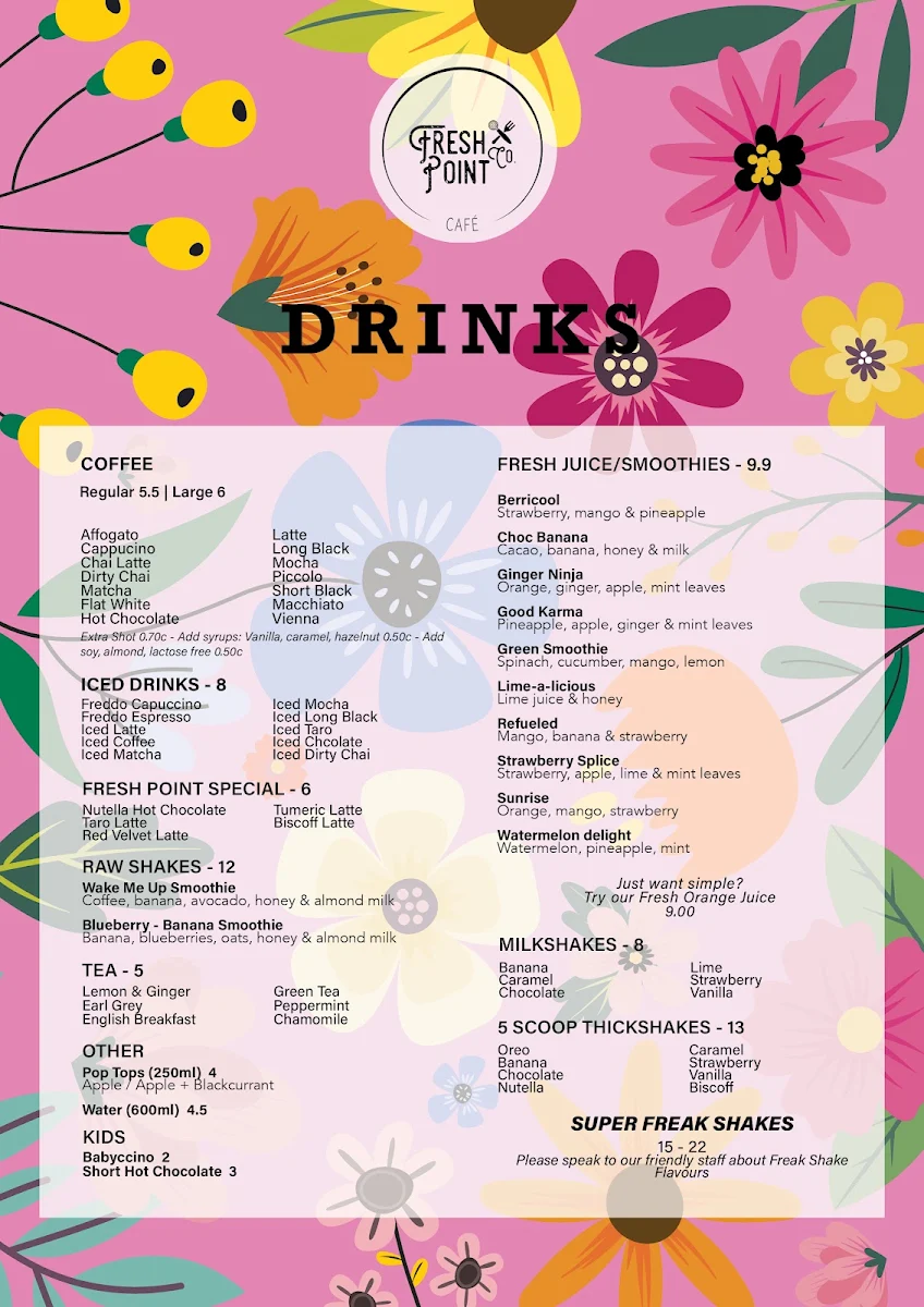 Menu, Fresh Point Cafe. Nightcliff