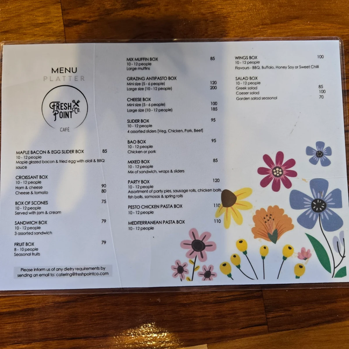 Menu, Fresh Point Cafe. Nightcliff