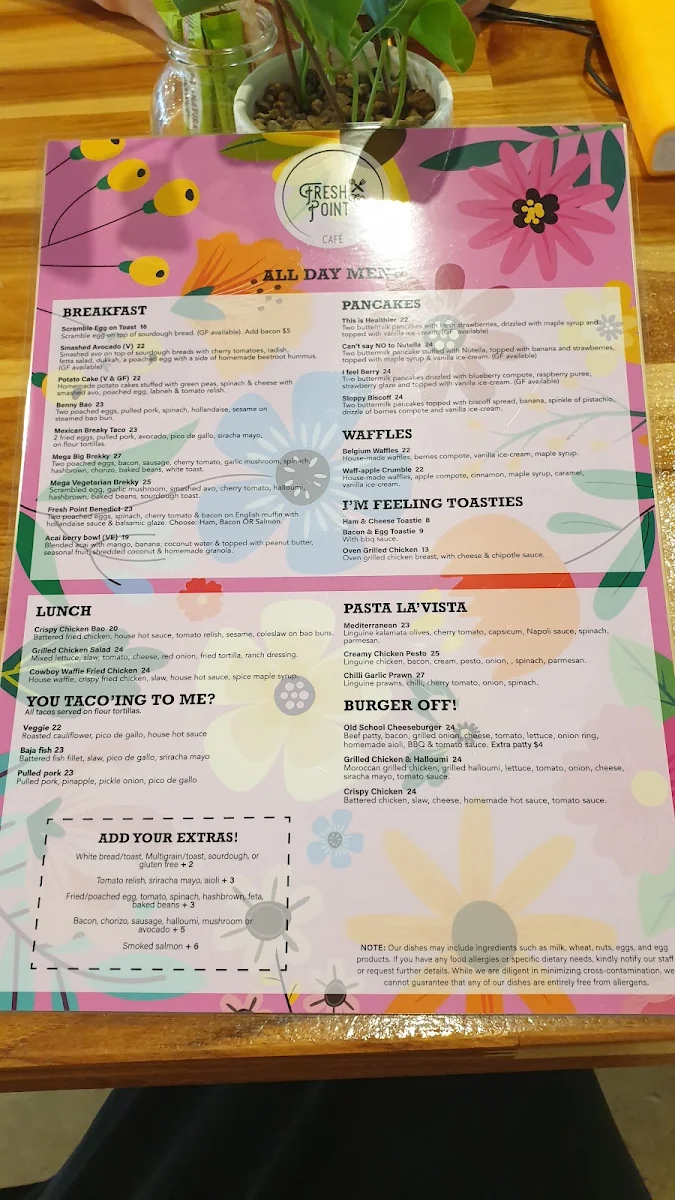 Menu, Fresh Point Cafe. Nightcliff