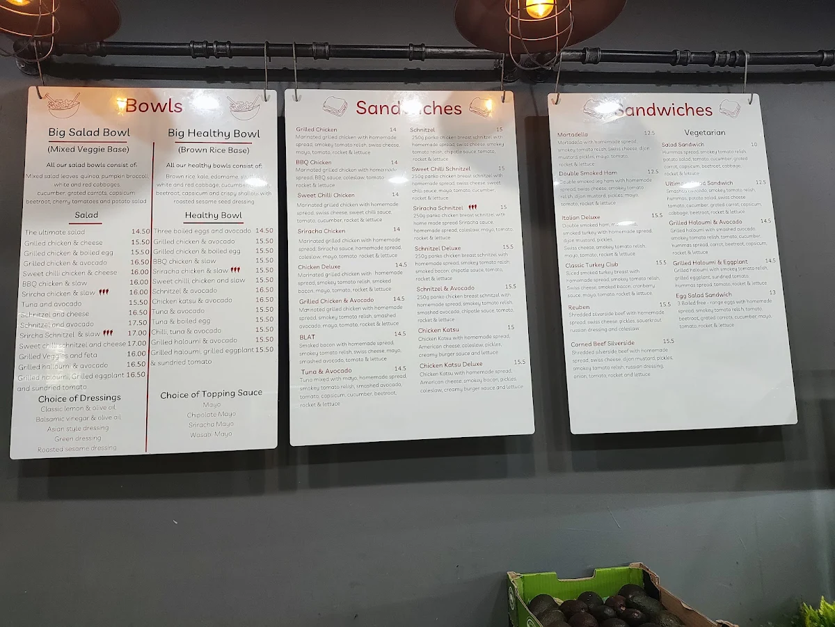 Menu, The sandwich stop